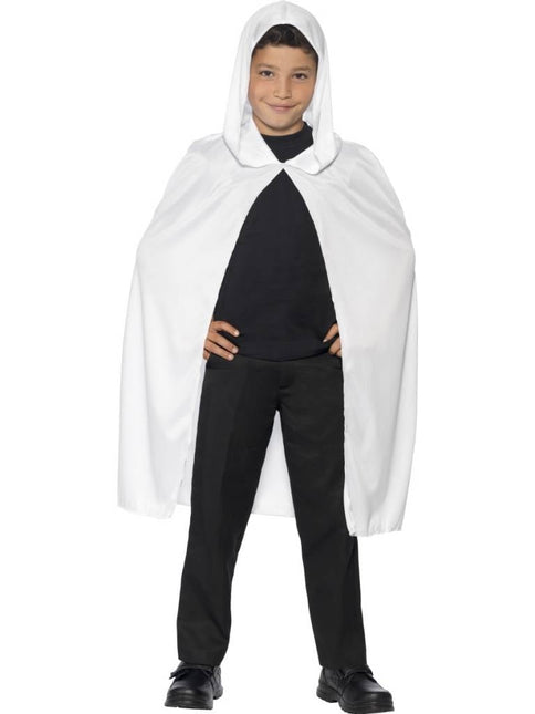 Feestbazaar Kindercape met capuchon wit