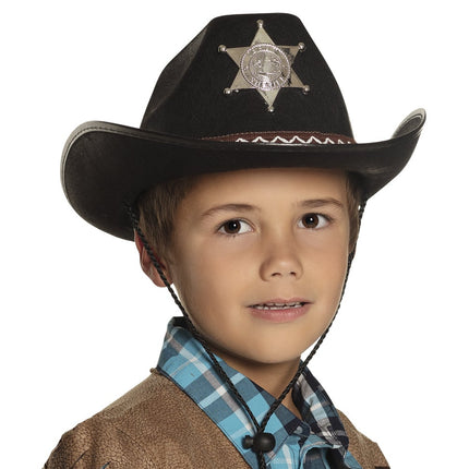 Feestbazaar Kinderhoed Butch Sheriff junior zwart