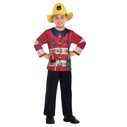 Feestbazaar Kinderkostuum Brandweer Amerikaans Rood