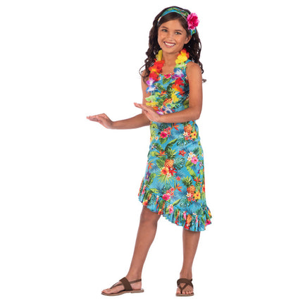 Feestbazaar Kinderkostuum Hawaii Jurk Blauw