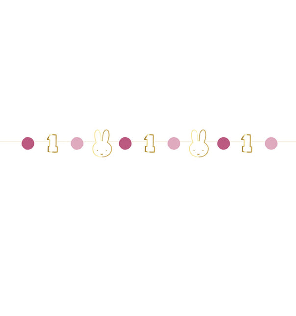 Feestbazaar Kinderstoelversiering 1 Jaar Nijntje Roze (80cm)