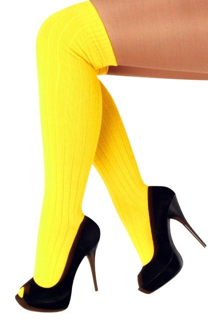 Feestbazaar Kniekousen fluor geel