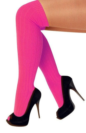 Feestbazaar Kniekousen fluor pink