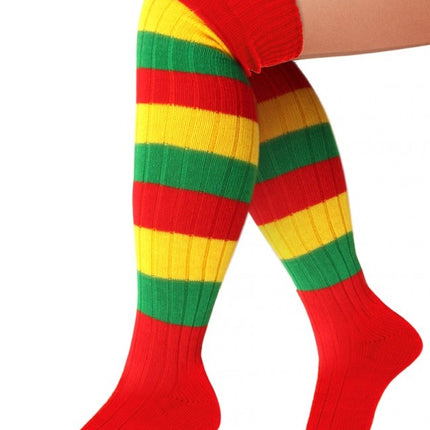 Feestbazaar Kniekousen Lang Rood/Geel/Groen Gestreept