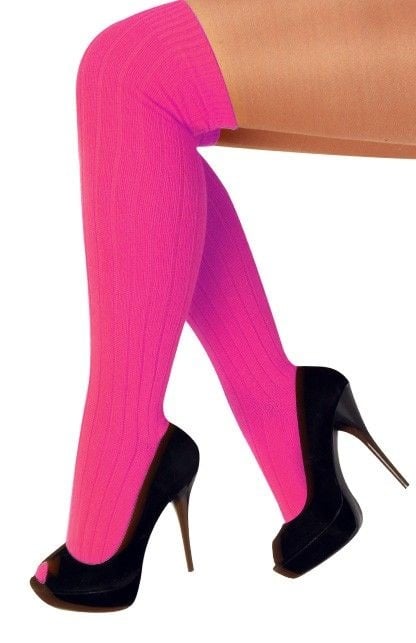 Feestbazaar Kniekousen neon pink
