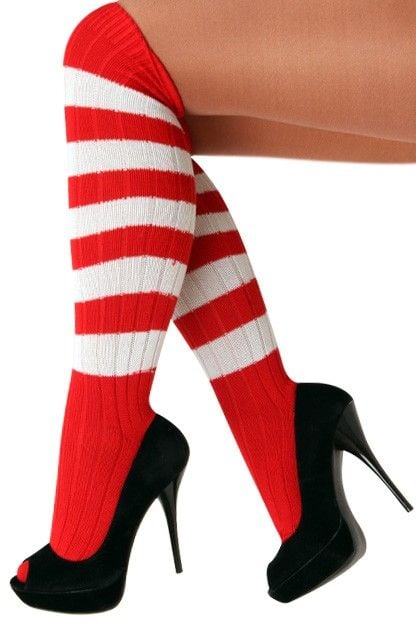 Feestbazaar Kniekousen rood/wit