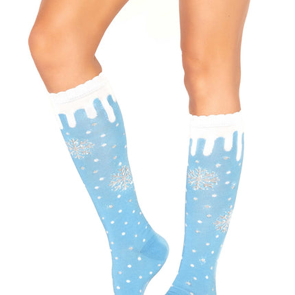 Feestbazaar Kniekousen Sneeuwvlok Blauw