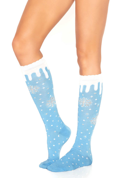 Feestbazaar Kniekousen Sneeuwvlok Blauw