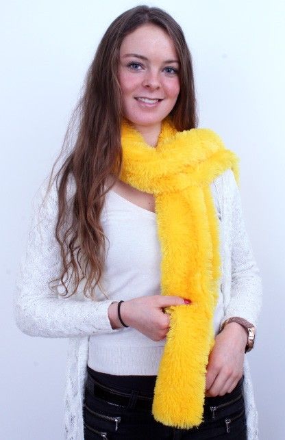 Feestbazaar Knuffelsjawl fluor geel 165 cm