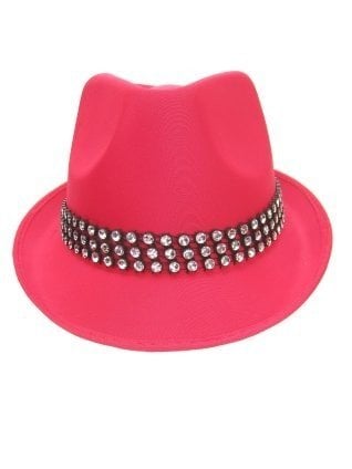 Feestbazaar Kojakhoed pink met strass-band