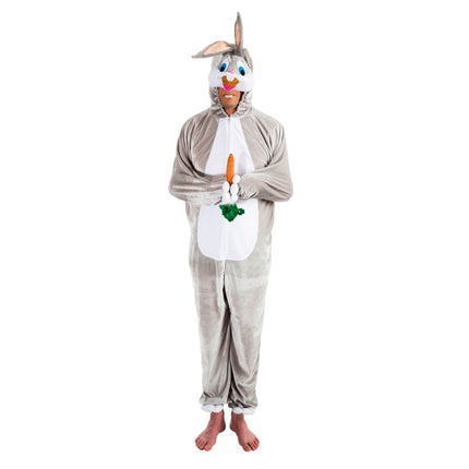 Feestbazaar Konijn Onesie Grijs 180cm