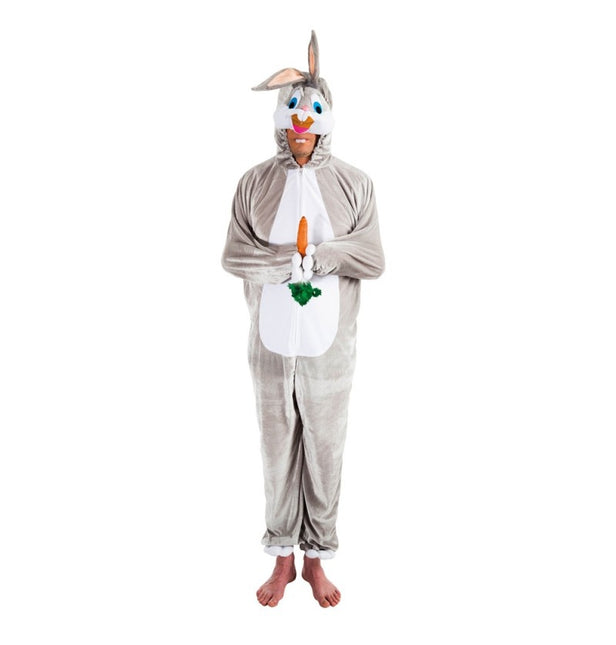 Feestbazaar Konijn Onesie Grijs 180cm