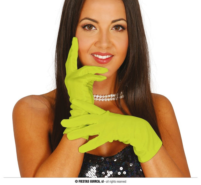 Feestbazaar Korte Handschoenen Lime Groen
