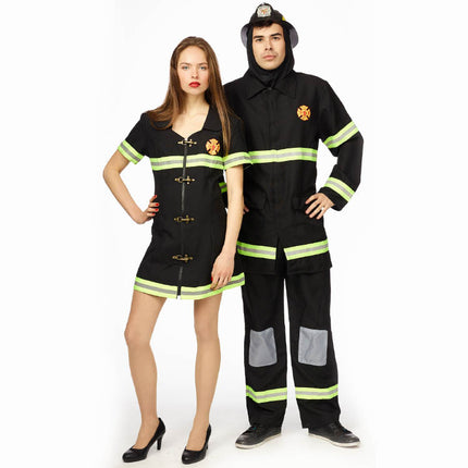 Feestbazaar Kostuum brandweer vrouw zwart