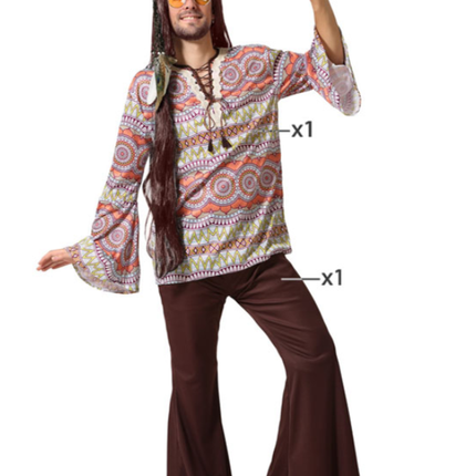 Feestbazaar Kostuum Hippie Heren Gregory