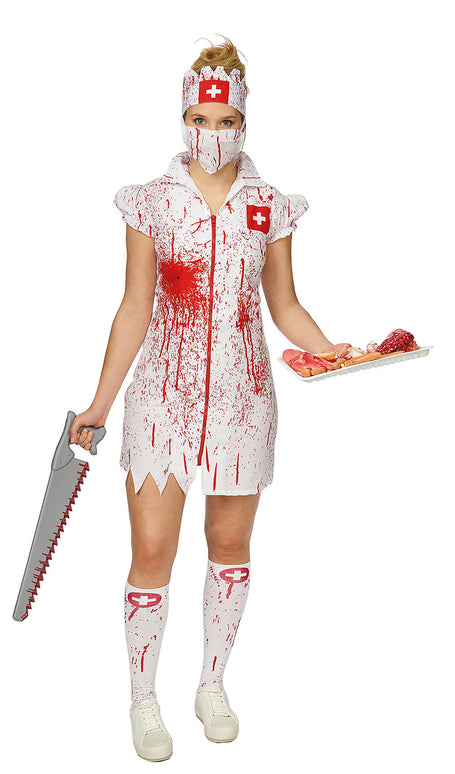 Feestbazaar Kostuum Zombie nurse 4-delig