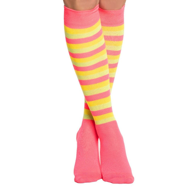 Feestbazaar Kousen Neon Roze/Geel/Groen Bracha