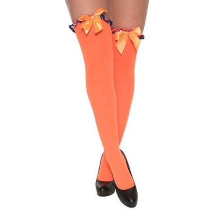Feestbazaar Kousen oranje met strik rood/wit/blauw