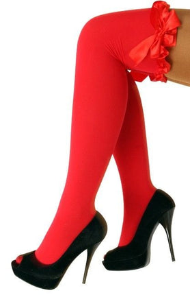 Feestbazaar Kousen rood met rode strikken Britney