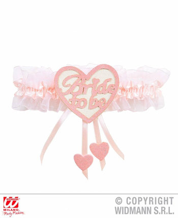 Feestbazaar Kousenband bride to be roze/wit