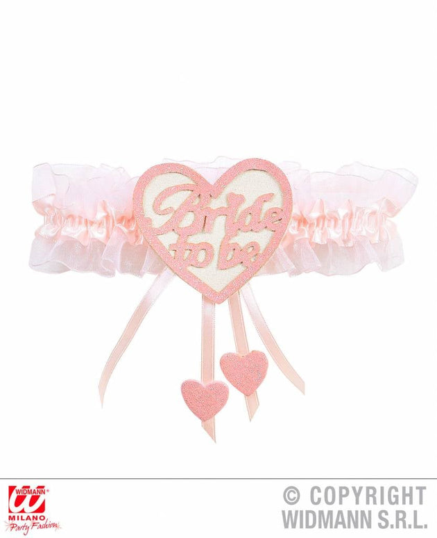 Feestbazaar Kousenband bride to be roze/wit