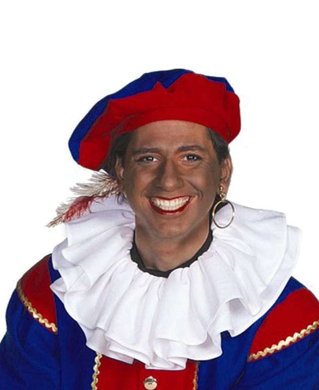 Feestbazaar Kraag Piet bistretch wit