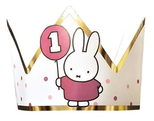 Feestbazaar Kroontje Nijntje 1 jaar Roze/Goud