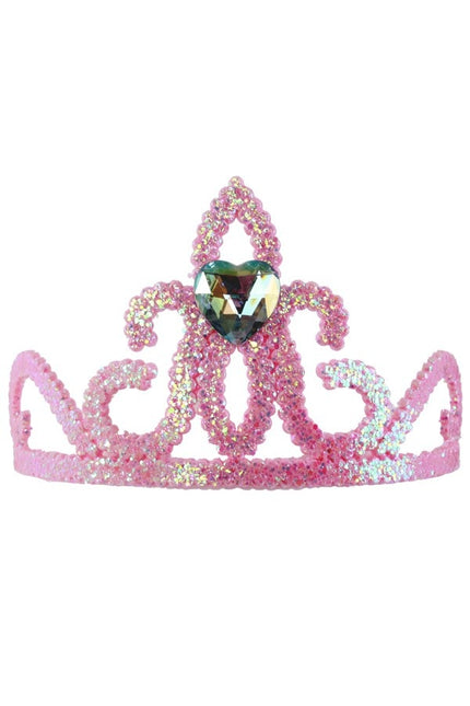 Feestbazaar Kroontje tiarakam roze/zilver