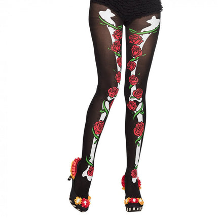 Feestbazaar La Muerte Rozen Panty