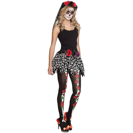 Feestbazaar La Muerte Rozen Panty