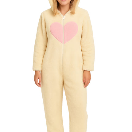 Feestbazaar Labubu Onesie Crème Volwassenen Hartje