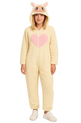 Feestbazaar Labubu Onesie Crème Volwassenen Hartje