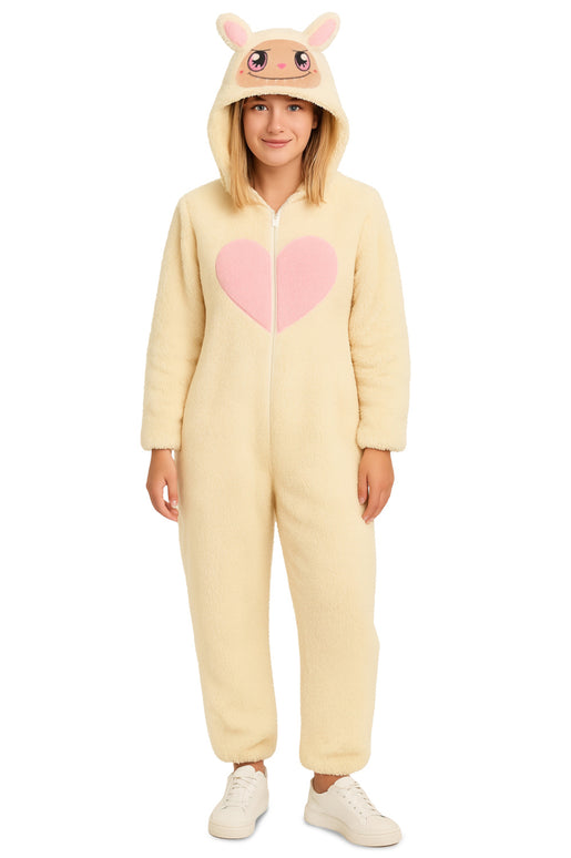 Feestbazaar Labubu Onesie Crème Volwassenen Hartje
