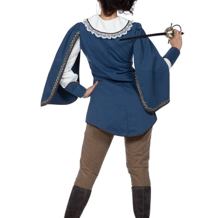 Feestbazaar Lady Musketier Kostuum Blauw