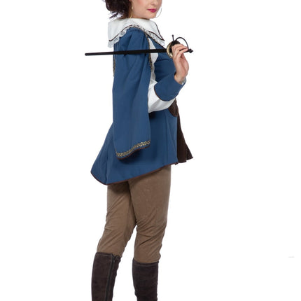 Feestbazaar Lady Musketier Kostuum Blauw