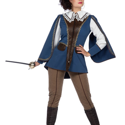 Feestbazaar Lady Musketier Kostuum Blauw
