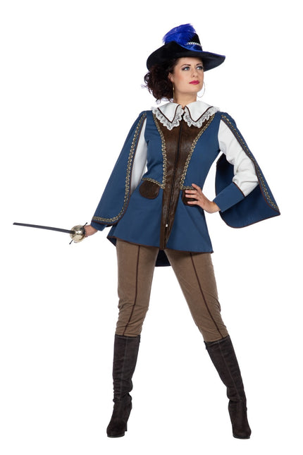 Feestbazaar Lady Musketier Kostuum Blauw