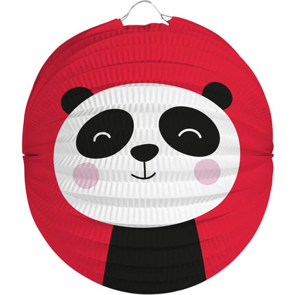 Feestbazaar Lampion Rond Rood Panda - 22cm