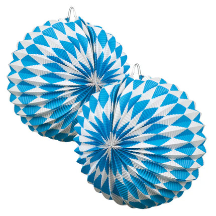 Feestbazaar Lampionnen Blauw/Wit Bavaria (2st)