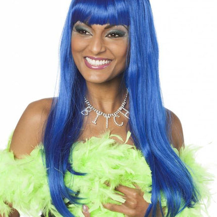 Feestbazaar Lange bobline de luxe blauw
