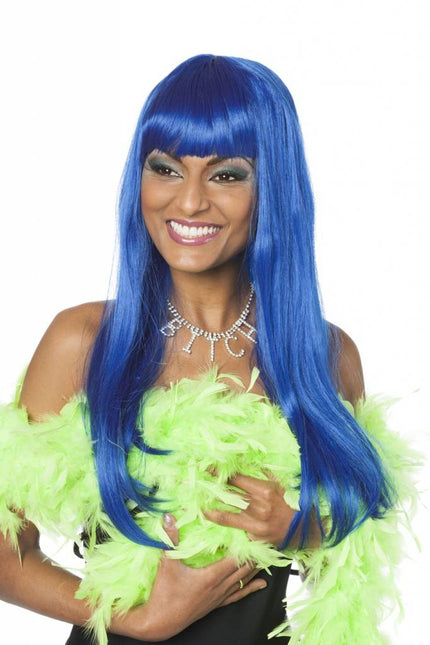 Feestbazaar Lange bobline de luxe blauw