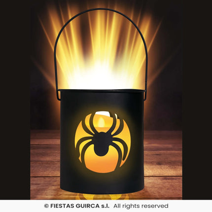 Feestbazaar Lantaarn Spin met Led (10x9cm)