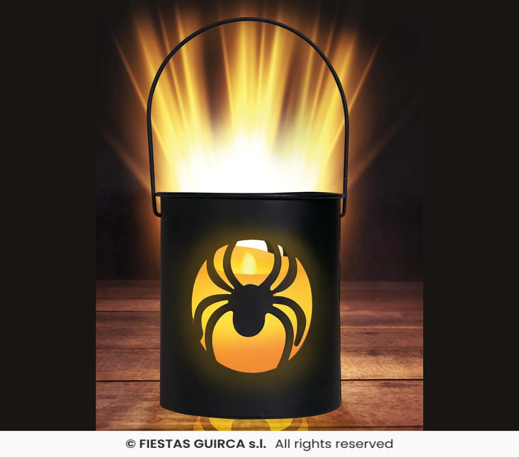 Feestbazaar Lantaarn Spin met Led (10x9cm)