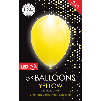 Feestbazaar LED Ballonnen Geel (5st)