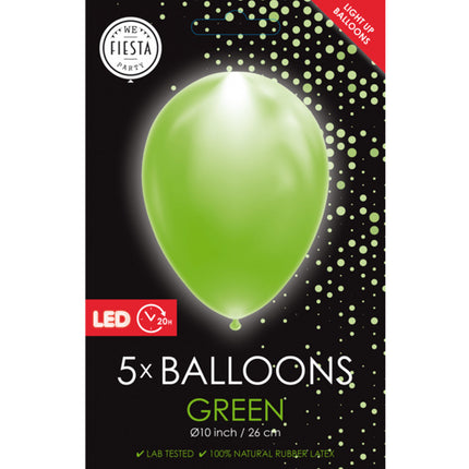 Feestbazaar LED Ballonnen Groen (5st)