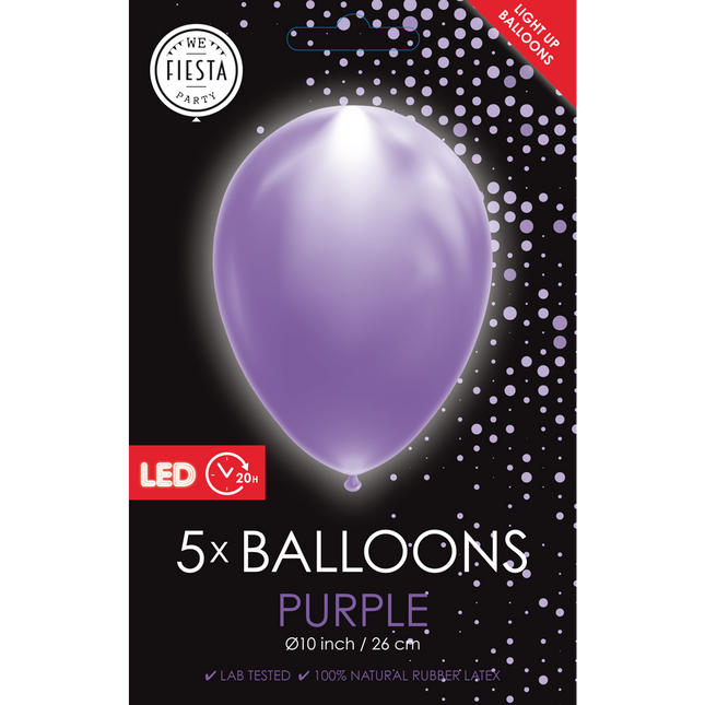 Feestbazaar LED Ballonnen Paars (5st)