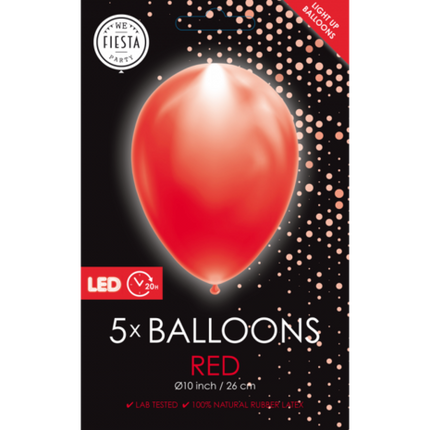 Feestbazaar Led Ballonnen Rood (5st)