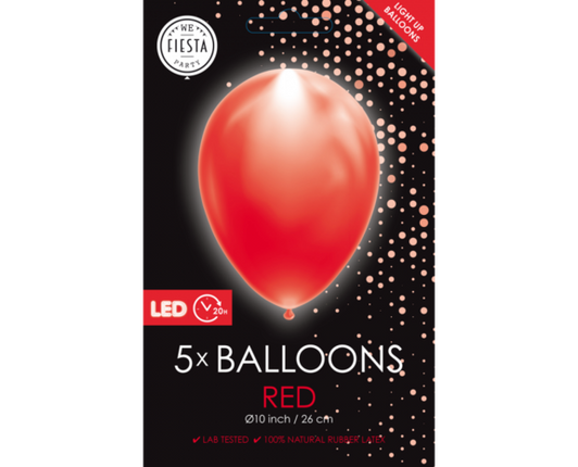Feestbazaar Led Ballonnen Rood (5st)