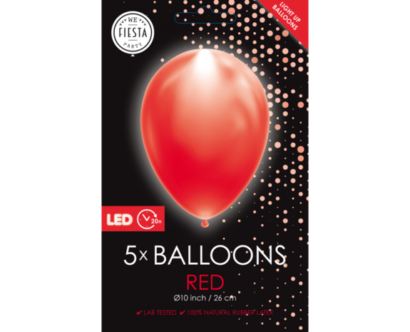 Feestbazaar Led Ballonnen Rood (5st)