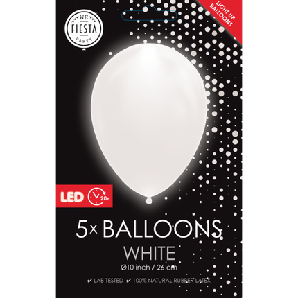 Feestbazaar LED Ballonnen Wit (5st)